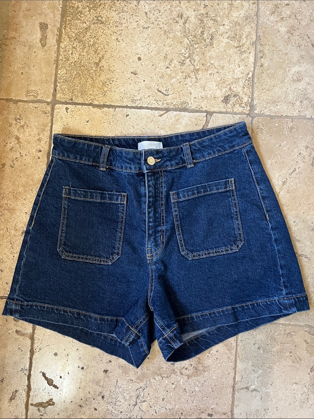 H&M Dark Indigo Denim High-Rise Jean Shorts